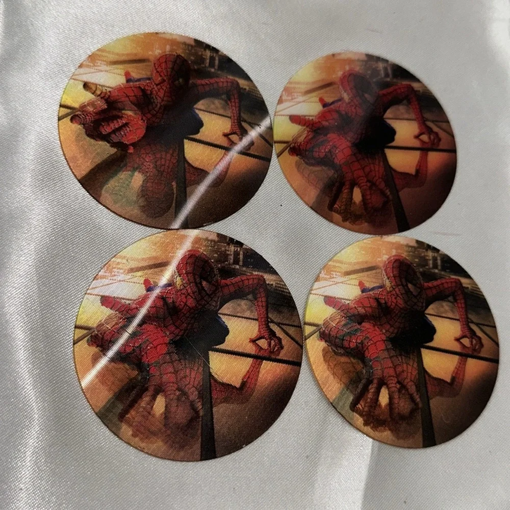 Spider-Man Holographic Disc Vintage Set of 4 Party 2002 Movie Memorabilia Sony